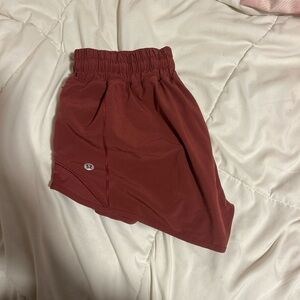 lululemon athletica red hotty hots shorts!